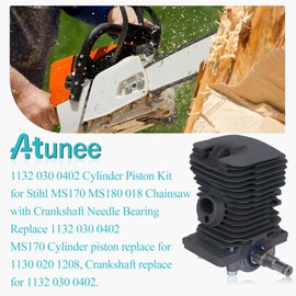 Atunee 1132 030 0402 Cylinder Piston Kit for Stihl MS170 MS180 018 Chainsaw with Crankshaft Needle Bearing Replace 1132 030 0402