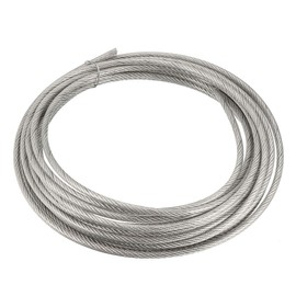sourcing map 1/8" (3mm) 304 Stainless Steel Cable Wire Rope 7 x 7 Strands Core 16.4ft (5m) PVC Coated Aircraft Wire for Construction Outdoors Marine Rigging Decking Railings
