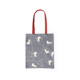 Le Jardin du Lin Bedruckte Einkaufstasche mit Roten Langen Henkeln, Wiederverwendbare, Tasche, Faltbar, ​Stofftasche, Größe: 34 x 40 Cm