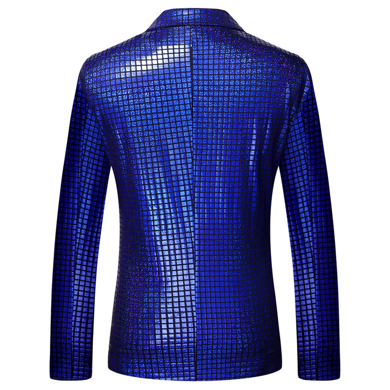 ZEROYAA Men's 70s Disco Suits Metallic Shiny Sequin Outfits Blazer