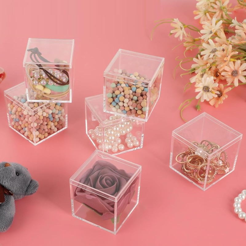 siawadeky Clear Acrylic Box Set of 4 with Lids, Candy