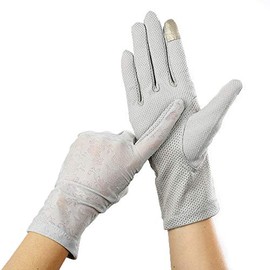 IPENNY Ladies Soft Cotton Gloves Sun UV Protection Driving Gloves Breathable Thin Full Finger Gloves Elegant Lace Sunblock Gloves Touch Screen Gloves Outdoor Cycling Fishing Hiking Gloves