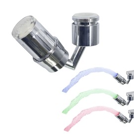 3-Color 720 Angle Swivel Temperature Sensitive Gradient LED Water Faucet Light Water Stream Color Changing Faucet Tap Sink Faucet Aerator for Kitchen and Bathroom