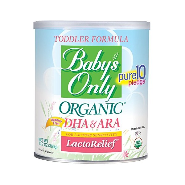 Baby's Only Organic LactoRelief with DHA & ARA Toddler Formula, Non GMO, USDA, Clean Label Project Verified, Lactose Sensitivity, 12.7 Oz