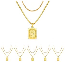 fantasticmiya LN001:Initial A Z Letter Pendant Necklace Mens Womens - Capital Letter, Yellow Gold Plated, Stainless Steel, Box Chain, Initial Alphabet - Specification: Silver T