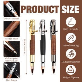 KOLLIEE 6 Set Bolt Bullet Pens for Men Bullet Pen with Gift Box and 12 Black Spare Ink Refills Bolt Action Pen for Husband,Father,Boyfriend,Grandfather,Brothers