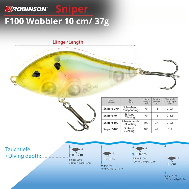 Robinson Fishing Lure for Large Predatory Fish - Jerkbait Wobbler,