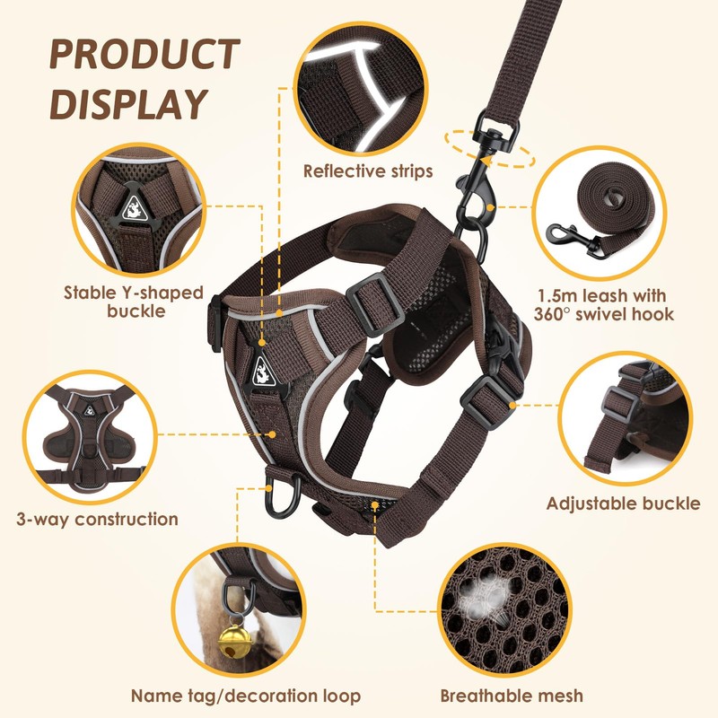 GlasFlength Cat Harness with Lead, Escape Proof, Cat Lead with