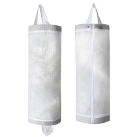TOGETRUE Plastic Bag Holder, Mesh Grocery Bag Holder Hanging Storage Bag Dispenser (White 2 Packs)