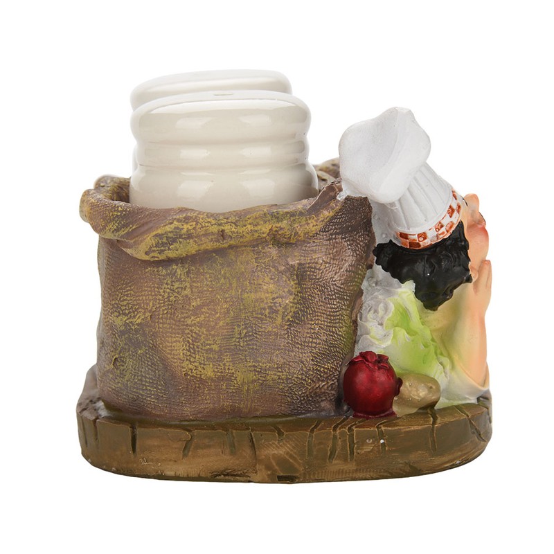 Cute Chef Statue Salt & Pepper Bottle Holder Ornaments Home
