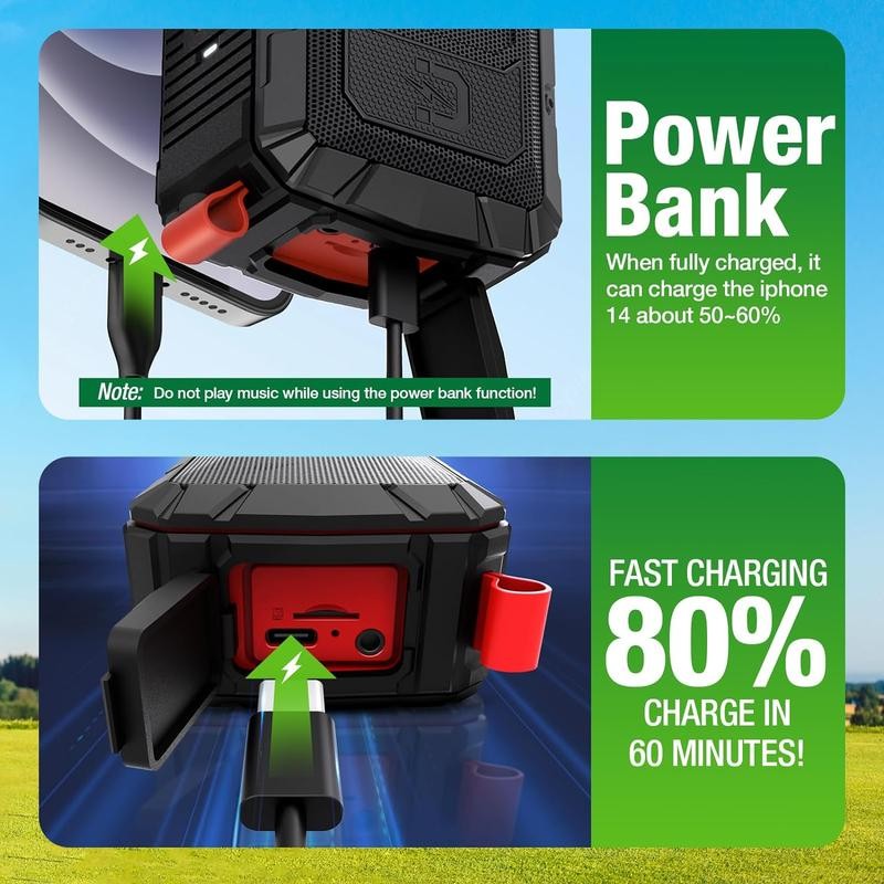 Portable Magnetic Bluetooth Golf Speaker – Wireless, Waterproof (IPX6), Shockproof,