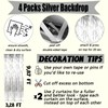 4 Pack Silver Fringe Curtain Backdrop, 3.2Ft x 9.8Ft Metallic