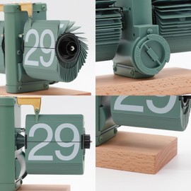 Flip Clock Wooden Clock Wooden Retro Table Clock Stylish Gift Interior Flip Clock Desk Clock Boyfriend Gift (All Black)(24 Hours))