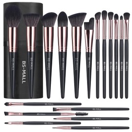 BS-MALL Juego De Brochas De Maquillaje, 18 Uds., Correctores De Polvo De Base Sintética Premium, Sombras De Ojos, Brochas De Maquillaje Con Estuche...