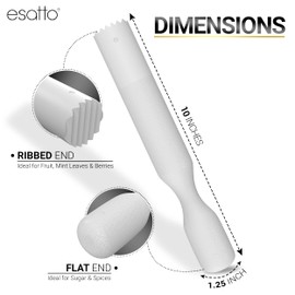 Esatto Professional Bar Tool Muddler 25 CM (10 Inches) Ribbed – Made with ABS Plastic – Durable and Ribbed for Mashing Fruits, Berries, Sugar, Spices, and Herbs (White)