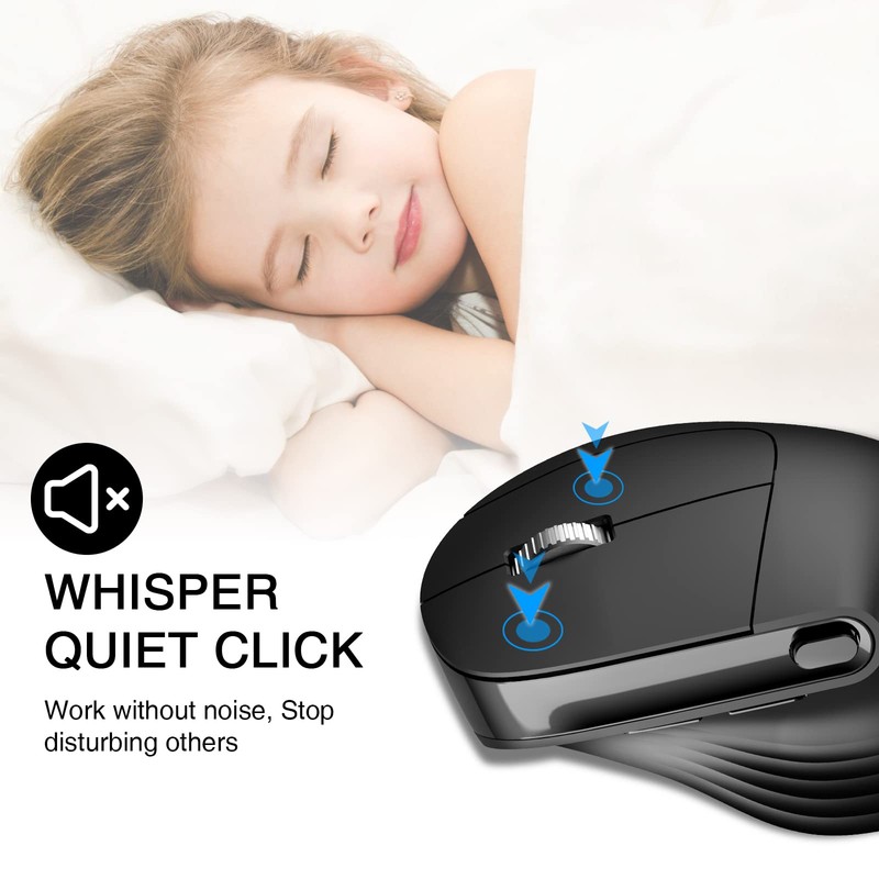 Wireless Vertical Mouse, 2.4G Advanced Ergonomic Mouse with USB Receiver,