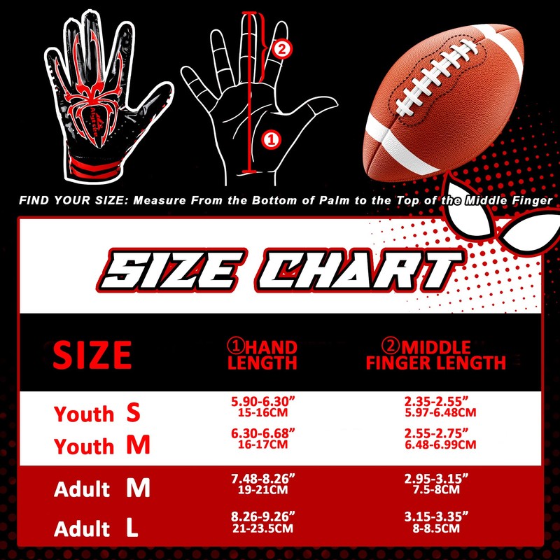 Alytree Youth American Football Gloves, Sticky Receiver Gloves with Super