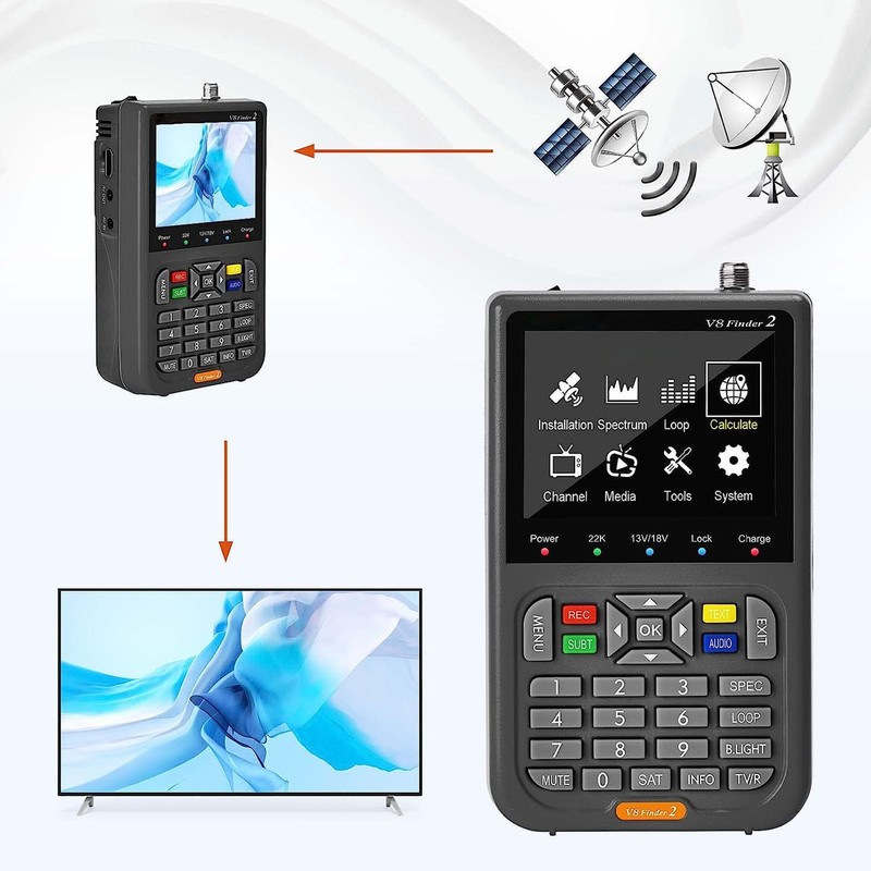 Digital Satellite Finder LCD Screen Handheld Satellite Signal Meter Detection