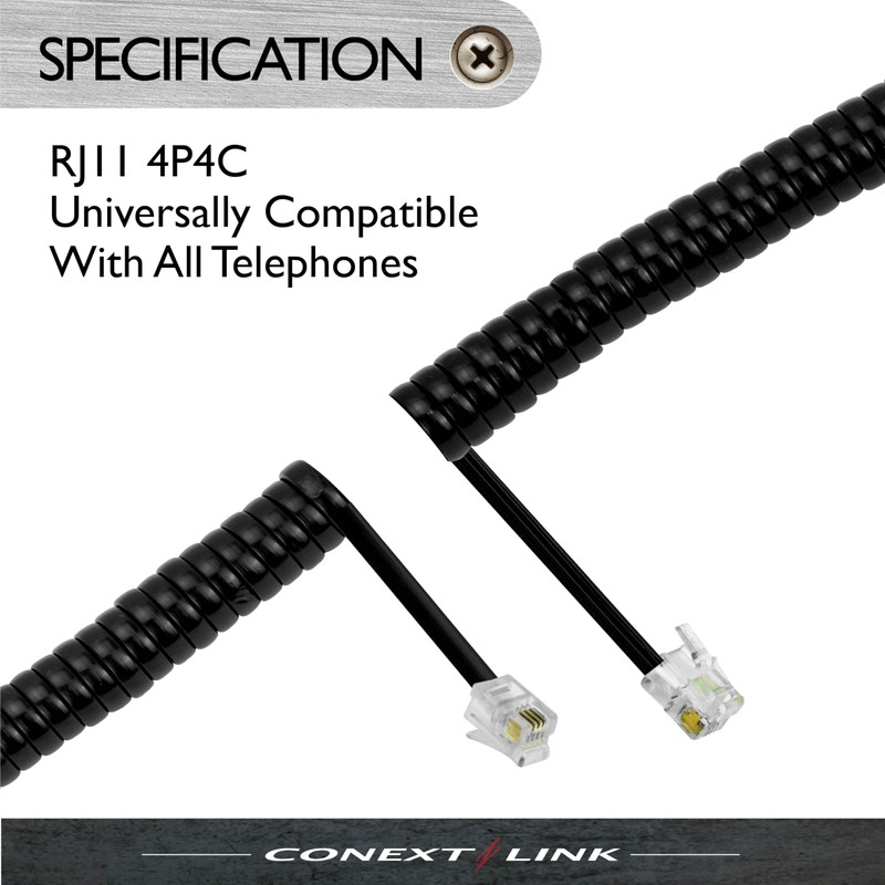 RJ11 4P4C Modular Telephone Handset Cable Receiver Coil Cord Wire