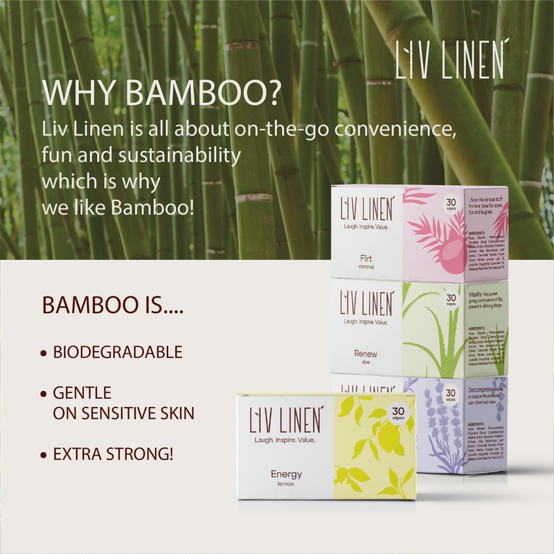 Liv Linen - Bamboo Deodorant Wipes - 30 count -