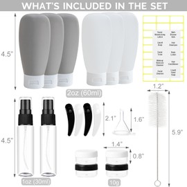 DEWSENSI 20 Pack Travel Bottles Set for Toiletries TSA Approved Leak Proof Travel Size Containers Kit Portable Refillable Travel Accessories for Shampoo Conditioner Lotion Liquids (Black & White)