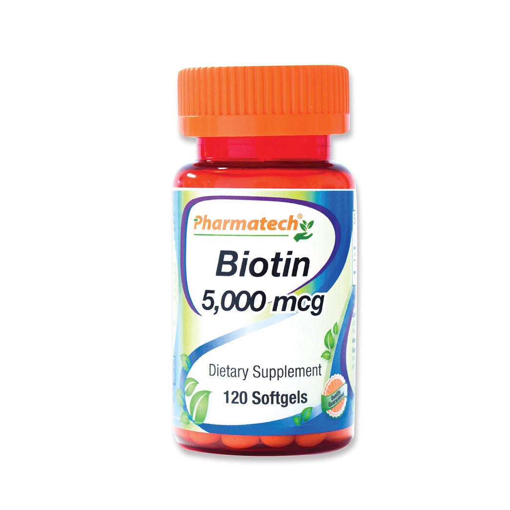 Pharmatech® Biotin 5000 mcg - Vitamin for Healthier Hair Growth - Improve Nail Quality - Non-GMO - Gluten Free- Dietary Supplement- High Potency - 120 Softgels