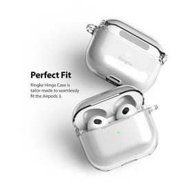 Ringke Hinge Compatible with AirPods 3 Case 3rd Generation (2021), Transparent Hard Shell Protective Cover with Keychain Carabiner - Clear