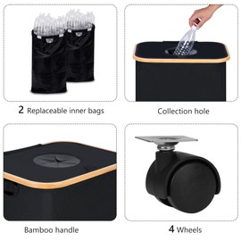 iEGrow Recycling Bin for Kitchen, Indoor Home Recycle Bins with Wheel, 29 Gallons Large Recycling bin with 2 Removeable Reusable Inner Bags, for Bottles Cans Glass Plastice Cartons(Black)