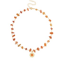 MINACHI Sunburst Carnelian Stone Choker Necklace, Gold-toned, Warm and Radiant Elegance Necklace, Jewelry Gift for Women