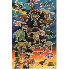 1 Bogen - Dino Dinosaurier T-Rex Raptor Tiere Aufkleber Sticker Promotion Kindergeburtstag Dekorieren Hobby Basteln Sammeln selbstklebend und vorgestanzt