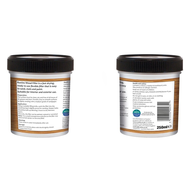 Rustins AWOOT250 Acrylic Wood Filler, Teak, 400g- Multi-Purpose Wood Repair
