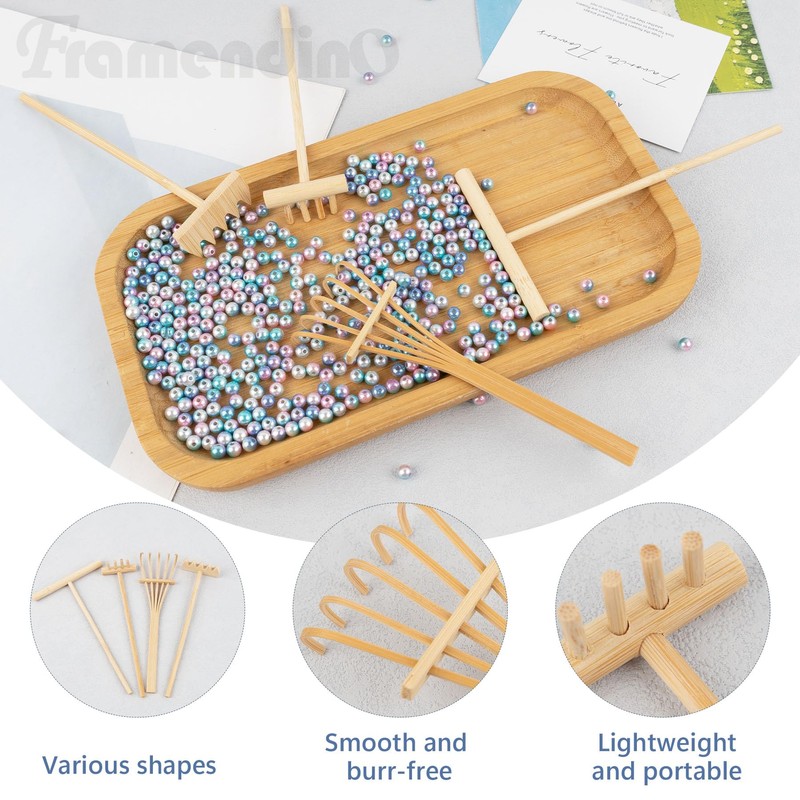 Framendino, 4 Packs Mini Zen Garden Rake Tool, DIY Sand