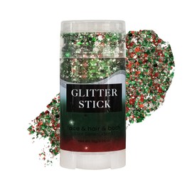 Red Green and White Christmas Body & Face Glitter Stick,【Waterproof】【Long-Lasting】【Sparkling】 for Singer Concert Outfits, Festival Rave Mermaid Accessories Chunky Glitter Makeup for Women (09#)