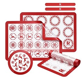 Silicone Baking Sheet Mat Set of 4 , Perfect Food Grade Reusable Silicone Mat for Baking Sheets,Non Stick Silicone Liner for Rolling& Bake Pans - Macaron/Cookie/Bun/Bread Making By KITCHENRAKU KR
