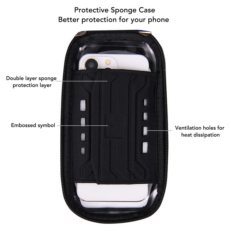 Bike Phone Mount Bag Large Capacity Waterproof Carbon Pattern PU
