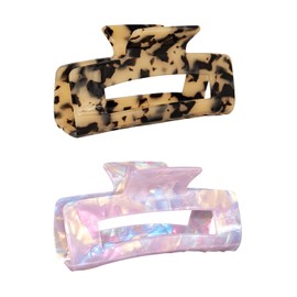 COLLIBEL Large Claw Clips 4.1 IN Tortoise Acrylic Stylish Hair Accessories for Thick and Thin Hair 2pc Set Cute Clips for Women Teen Girls (Lilac, Tortoise)