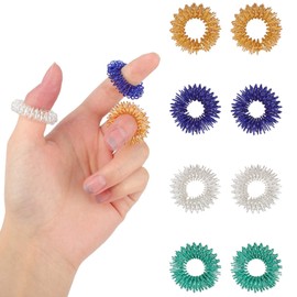 WOVTE 20 Pieces Acupressure Rings, Spiky Sensory Finger Rings Set for Teens, Adults, Silent Stress Reducer and Massager