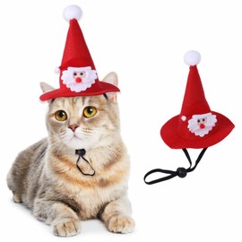 Santa Claus Hat for Cats Xmas Outfits Clothes Puppy Cat Christmas Costume Hat Santa Claus Pattern Cat Cosplay Costume