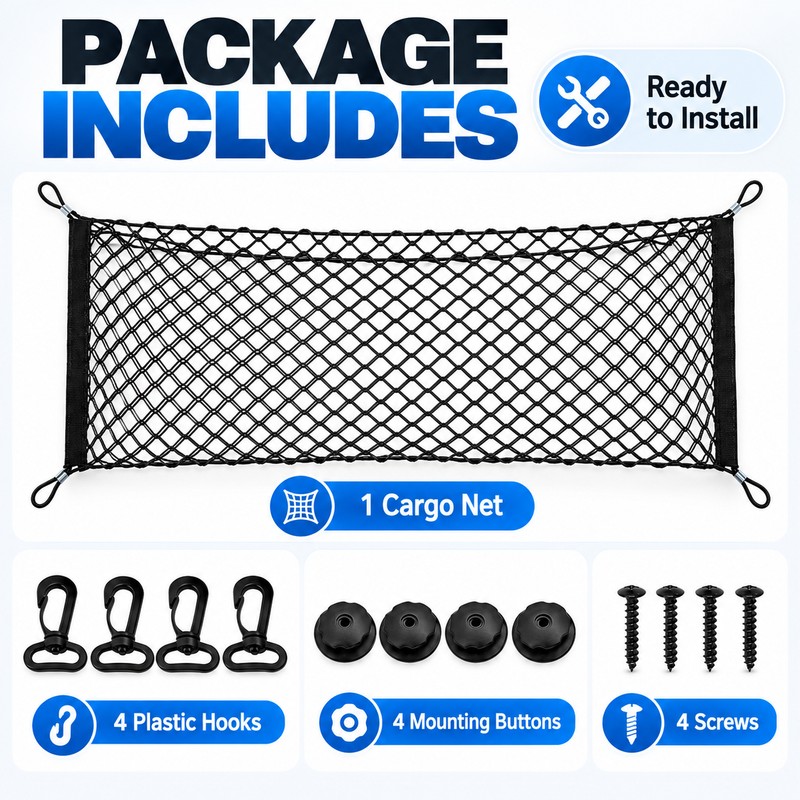 Car Trunk Cargo Net Organizer for Groceries & Luggage –
