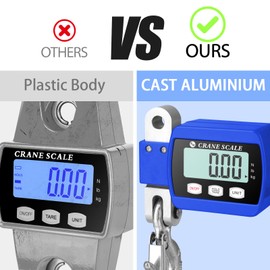 ROMECH 1100lbs Digital Hanging Crane Scale with Cast Aluminum Case, 500Kg Heavy Duty Scale for Construction Factory Building Hunting (1100lbs, Blue)