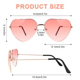 CTYUEYUN Pack of 4 Heart Sunglasses, Heart Hippie Party Glasses in Heart Shape, 90s Heart-Shaped Metal Glasses, Retro Costume Glasses for Children, Men, Women, Suitable for Fancy Dress Parties on the