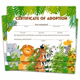 Safari Jungle Pet Adoption Certificates - Wild Animal Adoption Gifts for Cat Dog Birthday Parties - 10 Pcs