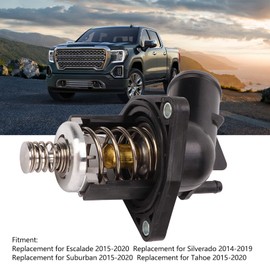 Aramox Car Engine Thermostat, Engine Coolant Thermostat Housing Assembly, 12674639 Fit for Escalade/Suburban/Tahoe/Yukon 2015-2020, Silverado/Sierra 2014-2019