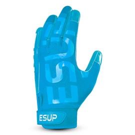 ESUP Football Gloves Z Pro Silicone Grip Youth Football Gloves Tacky Football Gloves Men Super Sticky Receiver Gloves (Blue, Large)