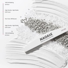 NAGAIA Premium 100/180 Grit Nail Files, Individually Packed, Precision Shaping, Fast Removal & Contouring, for Acrylic, Dip, Gel & Natural Nails, Professional Quality for Salon & Home Use