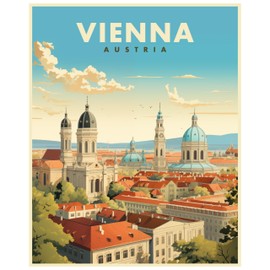 R and R Imports Vienna Austria Souvenir Vintage Travel Poster 11x14 Inch