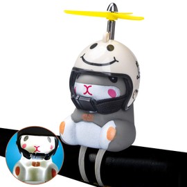 wonuu Campana de pato para bicicleta con luz y casco, bonito bocina para hámster, decoración de tablero de instrumentos, para motocicleta, bicicleta, campanas de goma, decoración de tablero de coche (hámster sonriente)