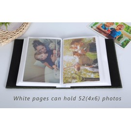 RECUTMS Photo Album 4x6 52 Photos, Small Photo BookButton Grain PU Leather Window 26-Sheet Holds 52 Pictures for Picture Album Wedding Family Baby Vacation(Black)
