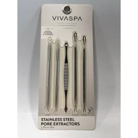 VIVASPA NEW VIVASPA Beauty Redefined 5pc SS Blackhead & Whitehead Pore Extractor Kit