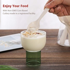 Eco-Friendly Compostable Spoons 150 Pieces Disposable Spoons Made from Starch Durable and Heat Resistant Biodegradable Utensils Great for Party Restaurant Suppluies or Daily Use